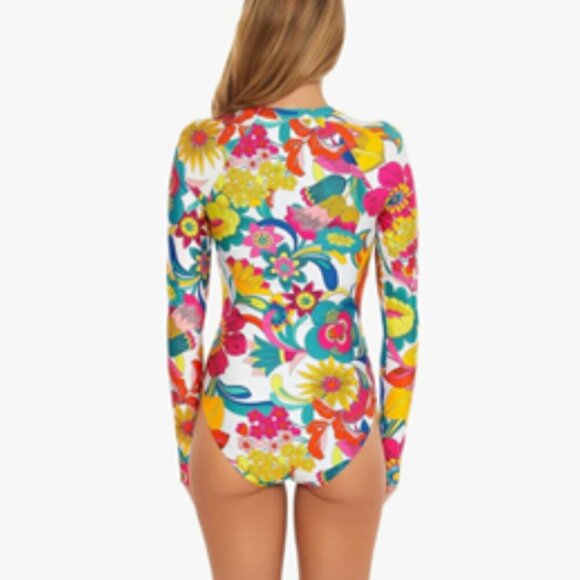 Trina Turk Paddle Suit Rash Guard Fontaine Pop Art Swimsuit Coverup NWT - Picture 2 of 6